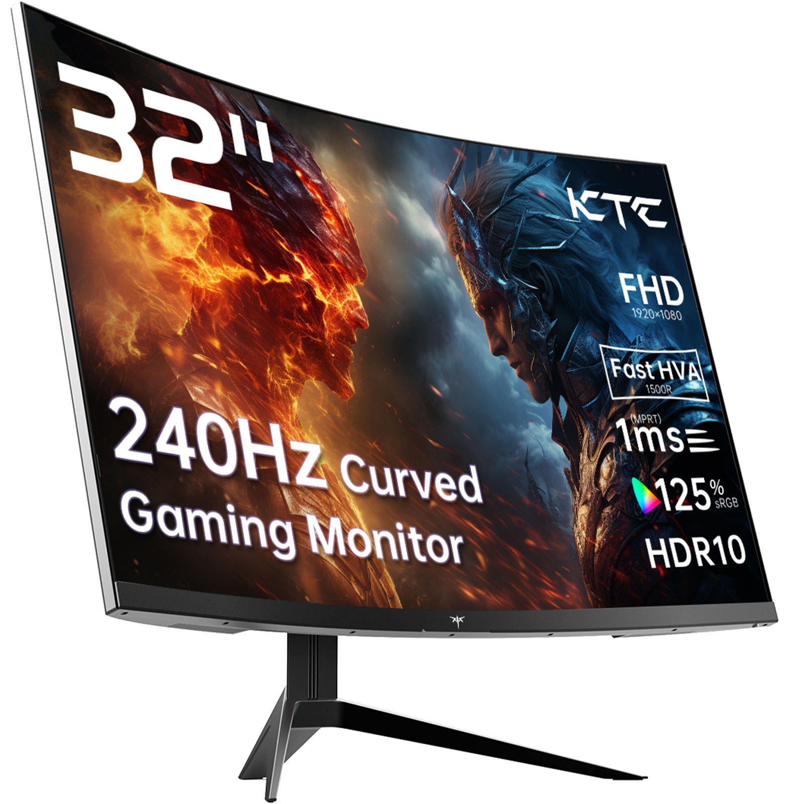 KTC 32 Inch Curved Gaming Monitor, Full HD 1080P@240Hz Monitor, VA 1500R, 1ms, A