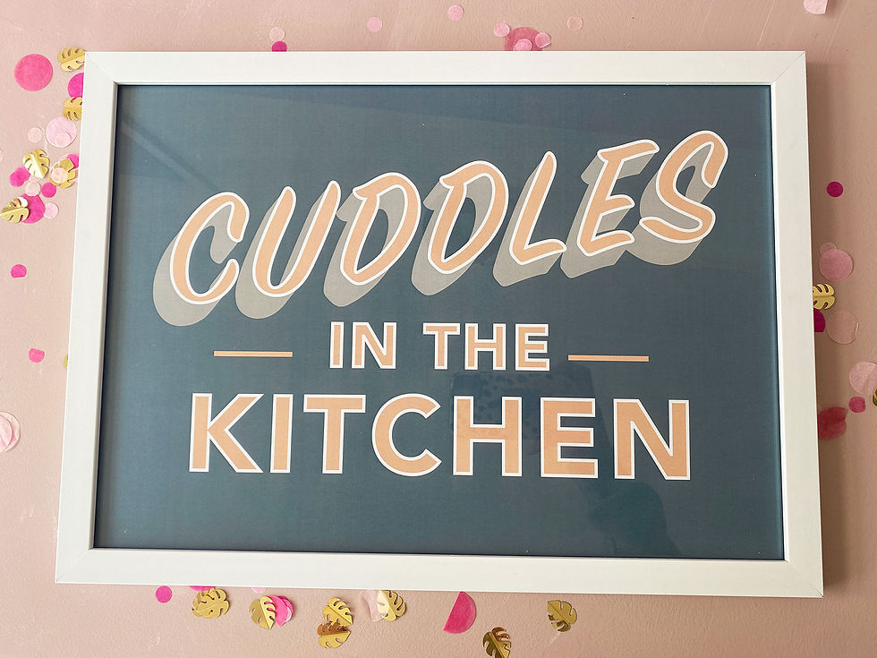 Thumbnail: Grey cuddles in the kitchen poster print