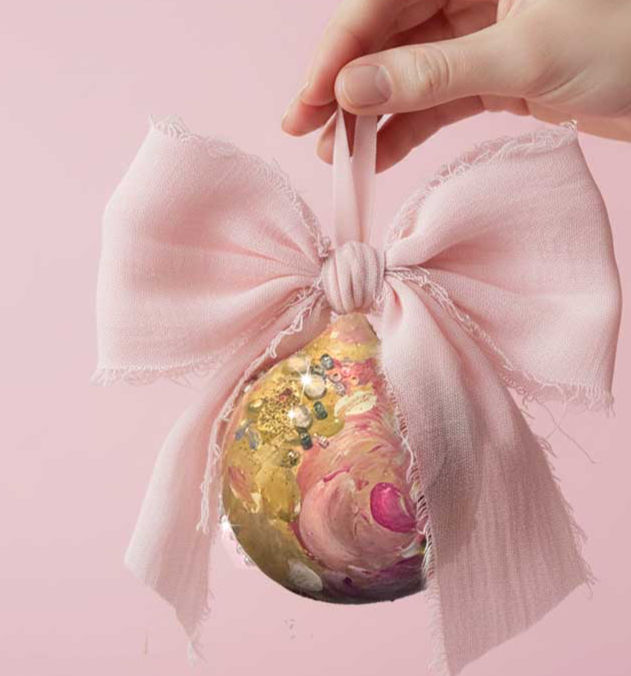 pink christmas bauble hand painted
