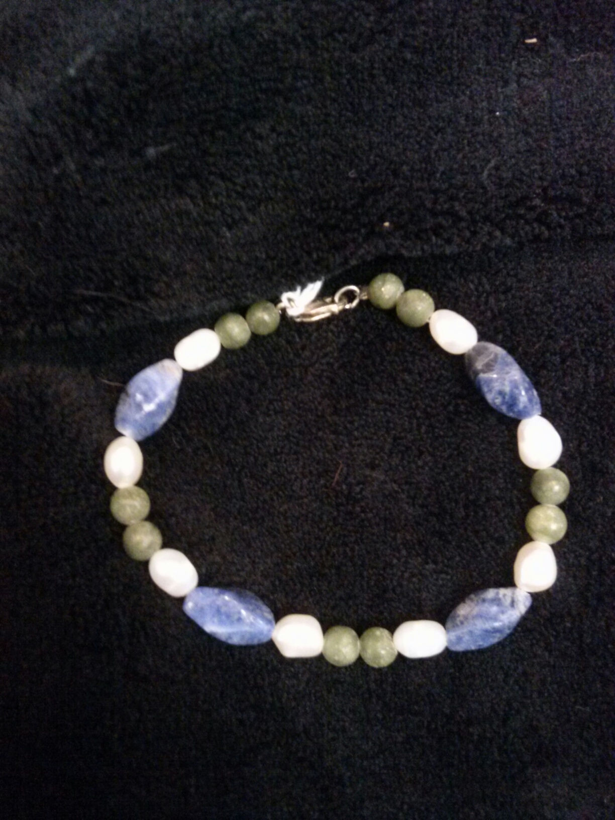 Sodalite, Jade and FW Pearl SS Braclet