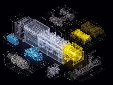 X-ray representation complex industrial machine