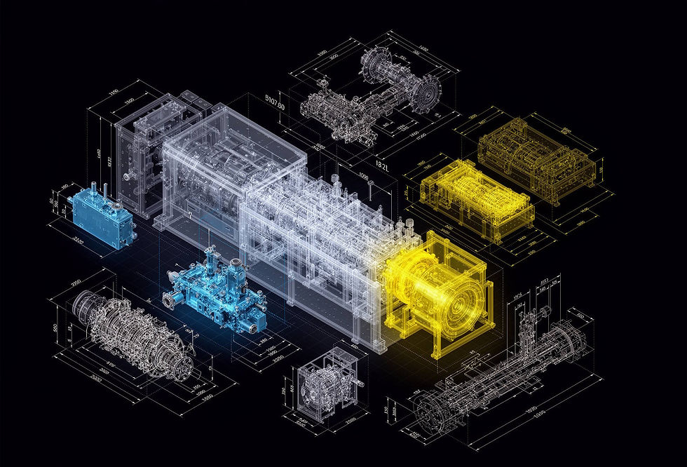 rappresentazione xray macchina industriale complessa