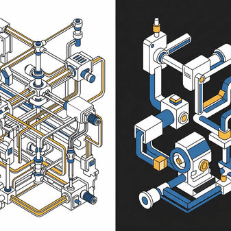 Complex and Simplified Industrial System Diagram