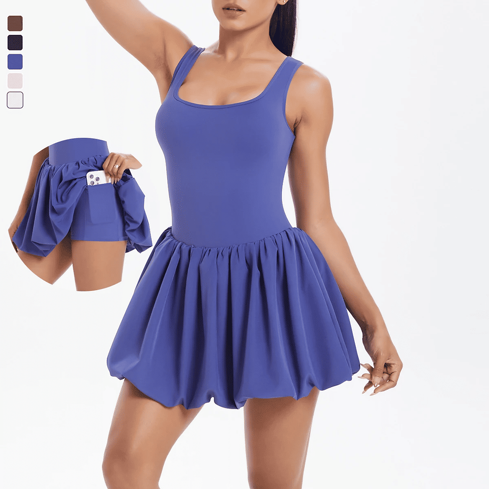Women's One-Piece Tennis Dress Solid Color Sleeveless Workout Skirt