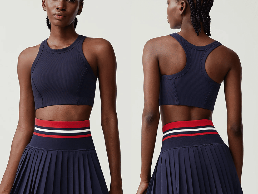 Women's Two-Piece Fitness Set High-Waisted Tennis Skirt Crop Top