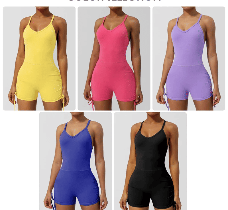 Women's One-Piece Fitness Yoga Jumpsuit Breathable Quick-Dry Workout Romper