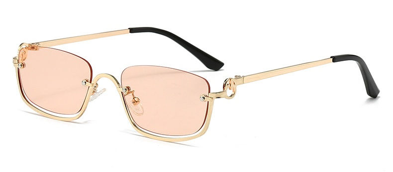 Thumbnail: Luxury Retro Half Frame Square Sunglasses 