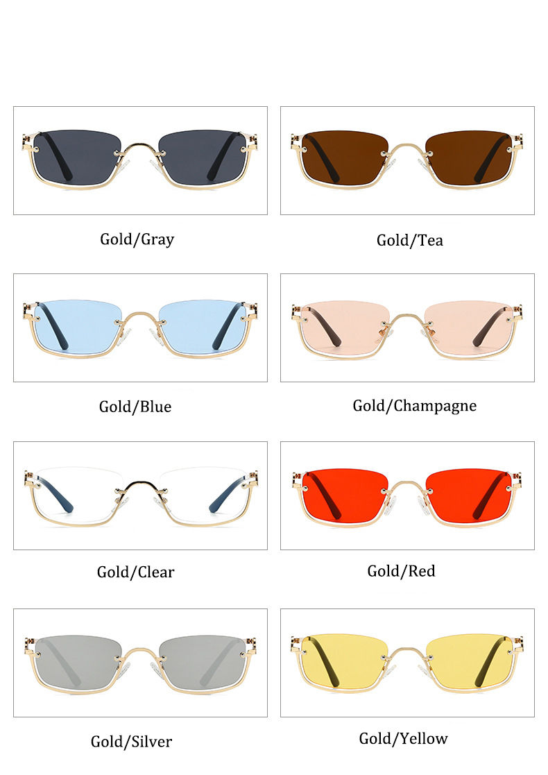 Thumbnail: Luxury Retro Half Frame Square Sunglasses 