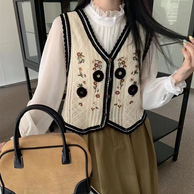 Thumbnail: Cottage Floral Crochet Vest 