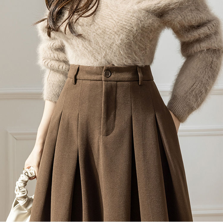 Thumbnail: Elegant Women Faux Woolen Skirt