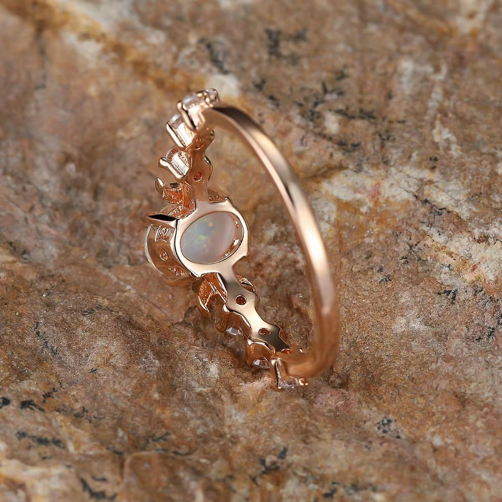 Thumbnail: Triple Moon Goddess Fire Opal Ring 