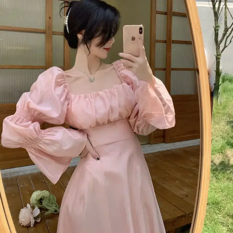 Thumbnail: Romance Girl Puff Sleeve Chiffon Dress