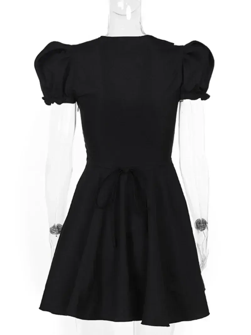 Thumbnail: Babydoll Pink Puff Sleeve Dress