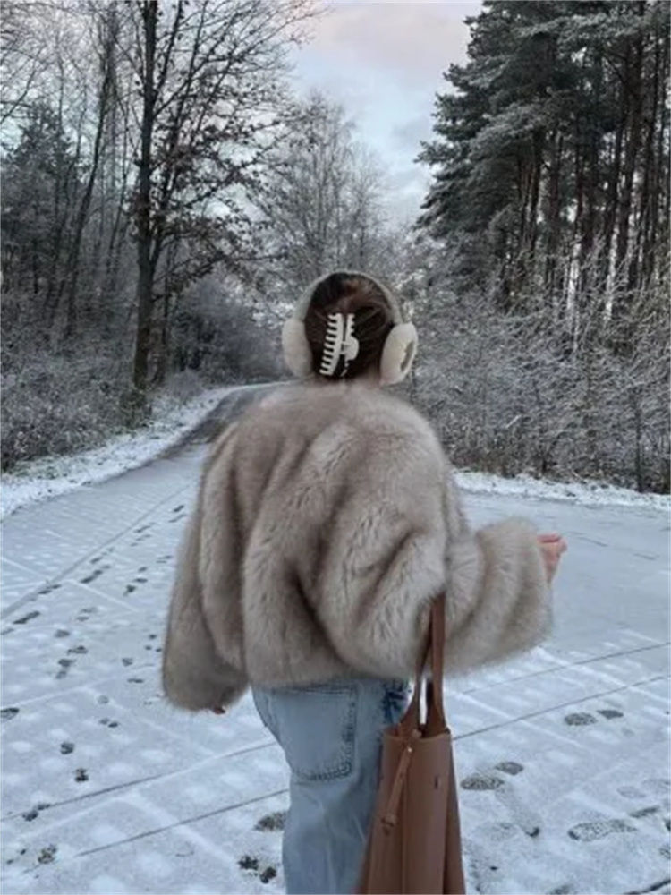 Thumbnail: Fashion Fluffy Faux Fur Coat Luxury 