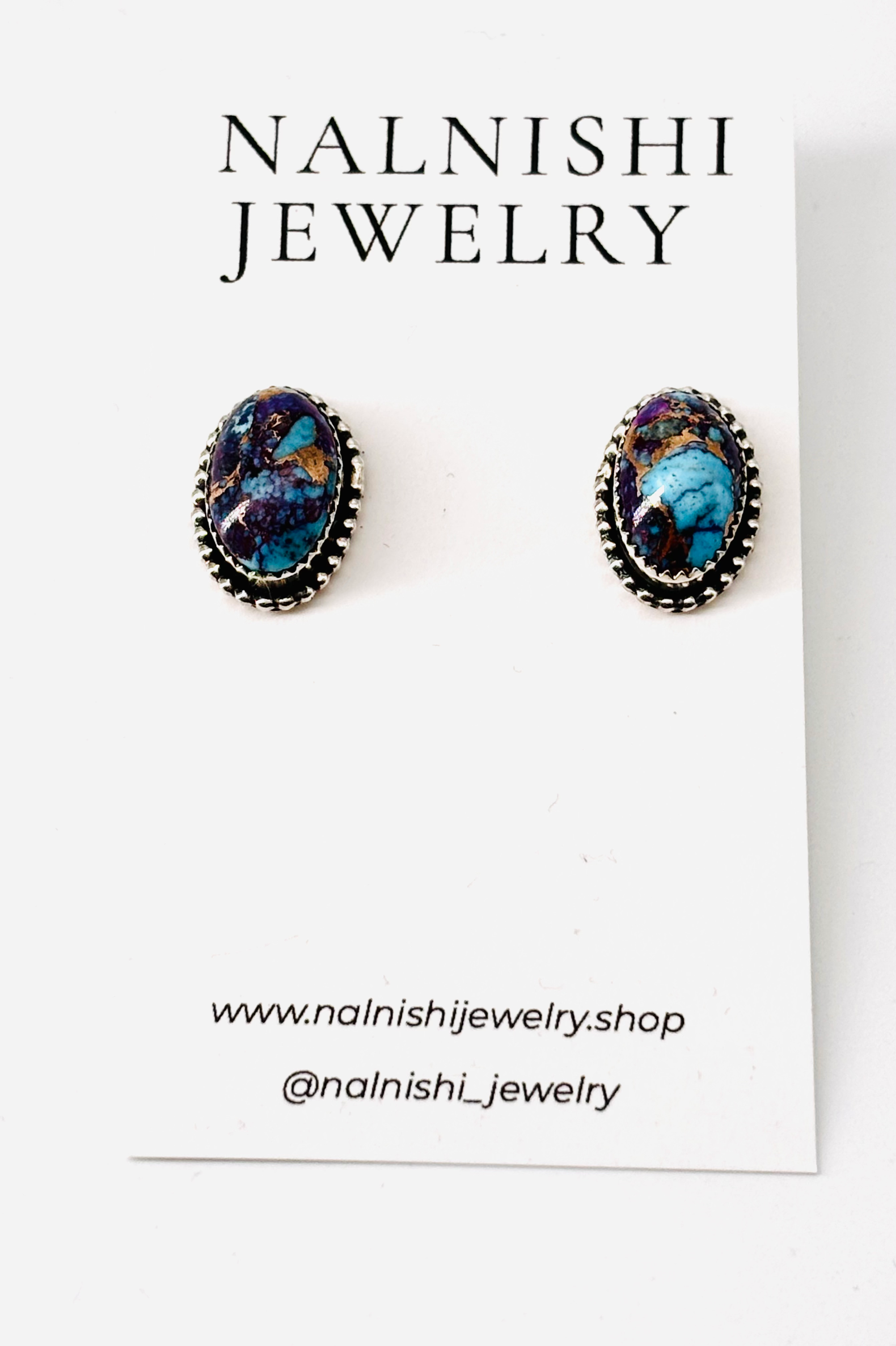 Purple Mojave Turquoise Stud Earrings