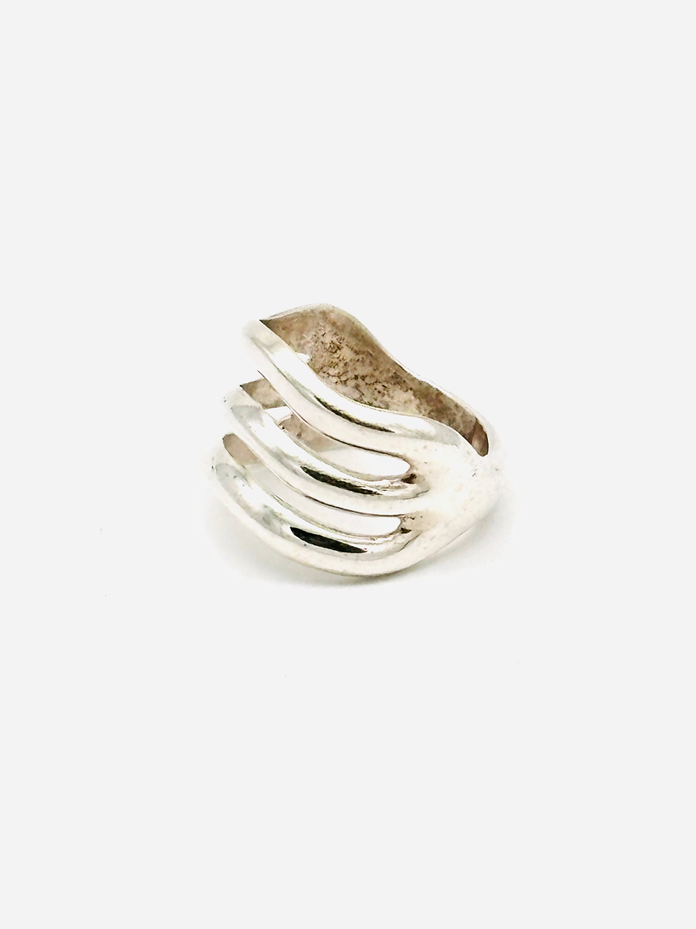 Thumbnail: Three-Band Wave Sandcast Ring