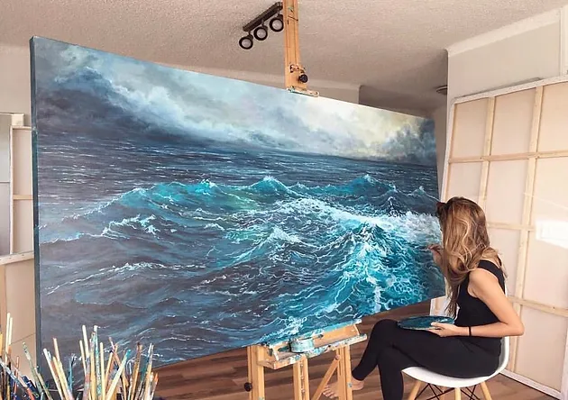 watercolor painting ocean