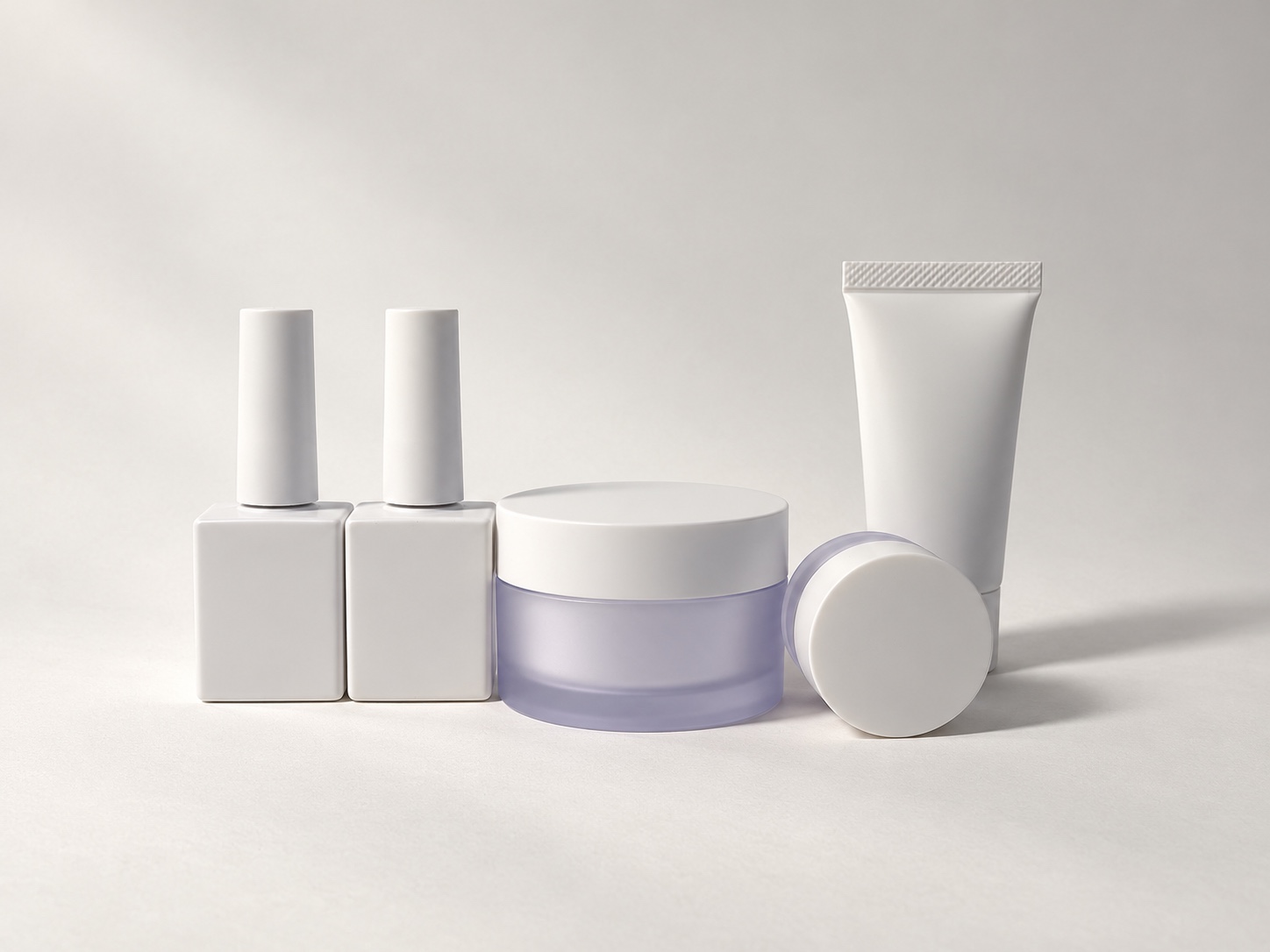 White cosmetic packaging — bottles, jars and tube, ENII Private Lab
