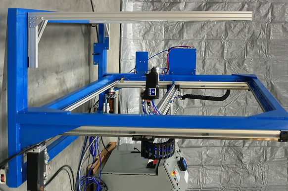 Test panel paint spray machine, vertical X-Y (H-bot type), with integral target rack