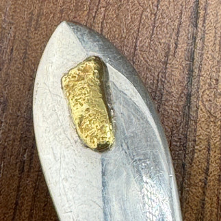 Sterling Silver Souvenir Spoons mounted with genuine 22 Karat Native Gold Nuggets