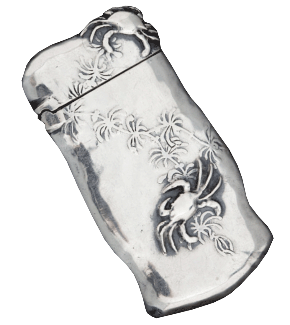 Whiting-Sterling-Silver-Match-Safe-Aesthetic-Crabs.gif