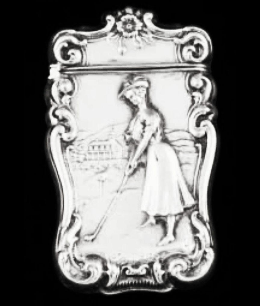 Golf-Lady-Golfer-Golf-Club-Golf-Course--Sterling-Siler-Antique-Match-Safe-Match-Box-Rare.g