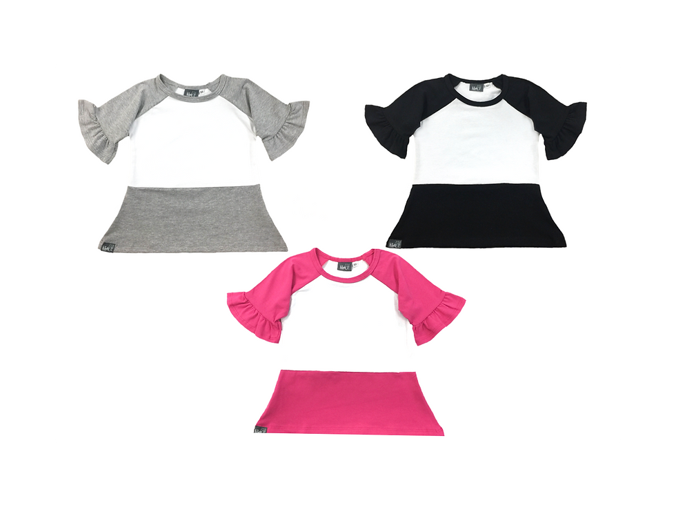 Thumbnail: front view of all three colors of the ruffle sleeve top