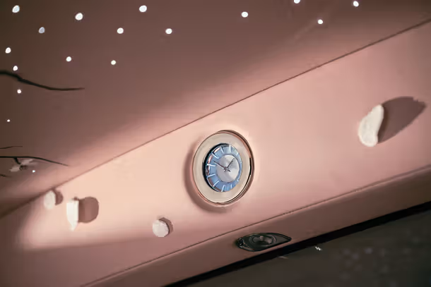 olls-Royce bespoke craftsmanship details in Cherry Blossom Phantom.