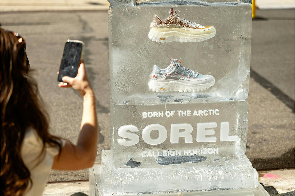 SOREL Callsign Horizon sneaker emerging from melting ice