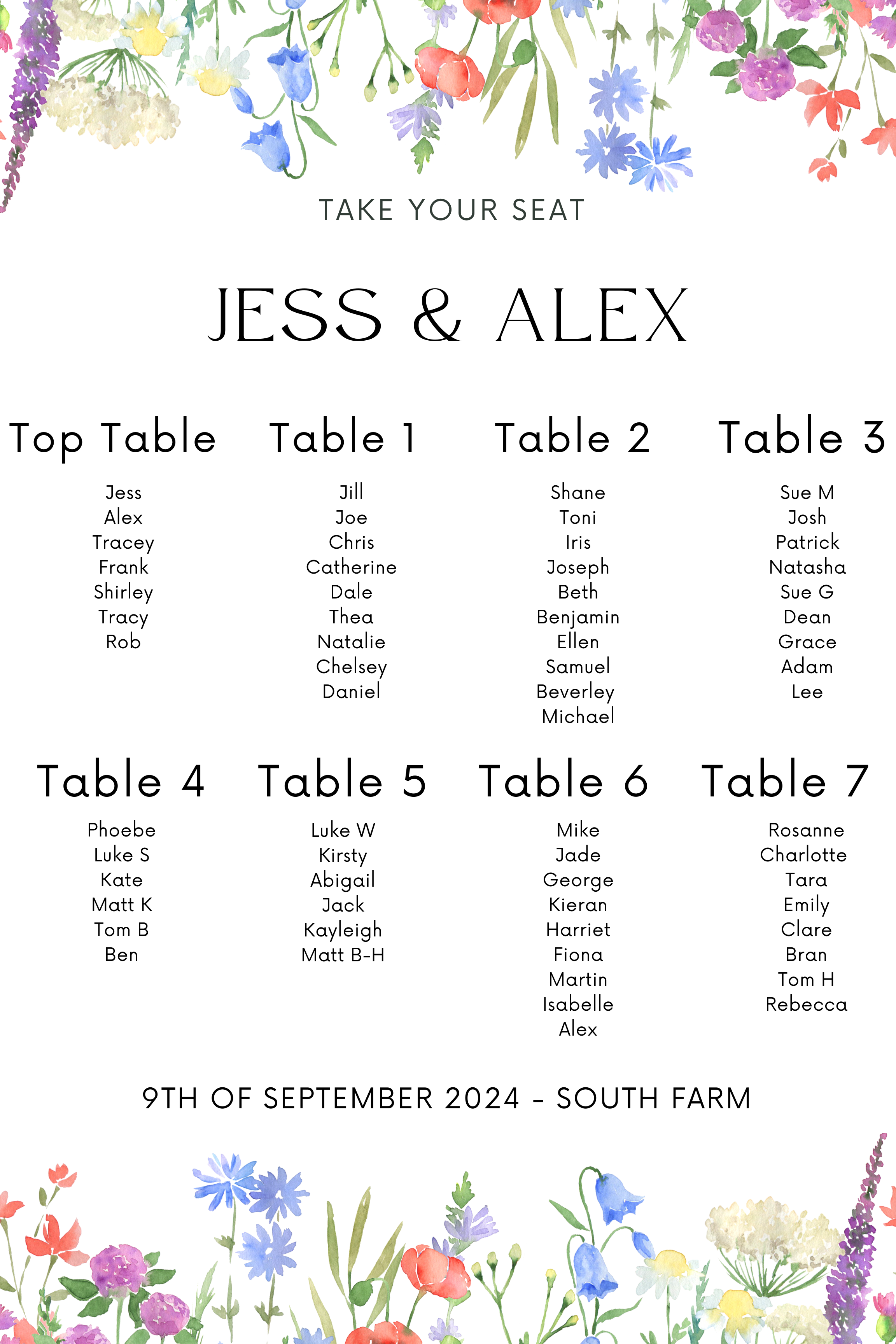 Bespoke Table Plan