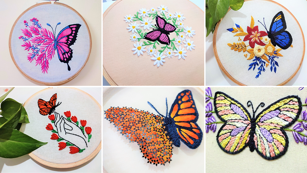 DIY Embroidery Delight 6 Colorful Butterfly Embroidery Creations with