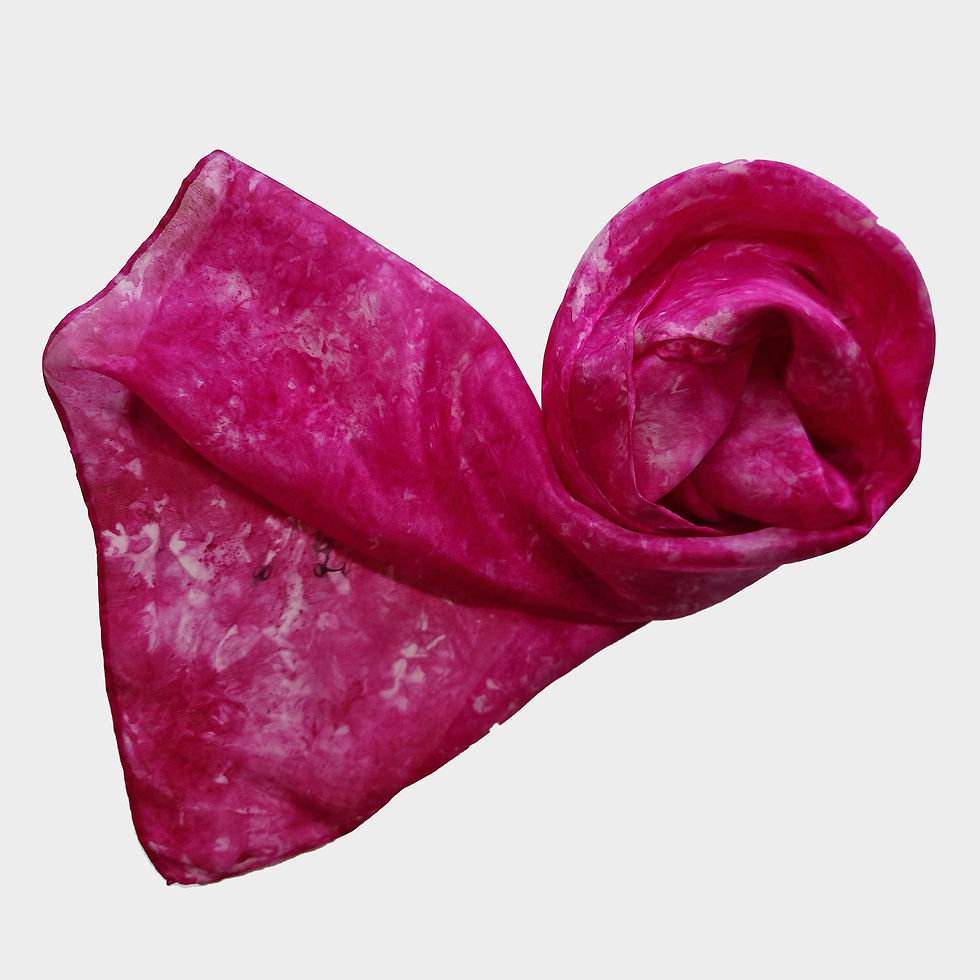 Fuchsia pink and white hand dyed silk scarf full view displayed folded