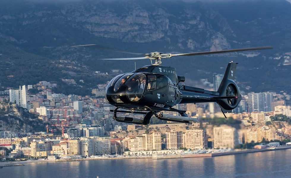 A helicopter circles the bay in Monte Carlo