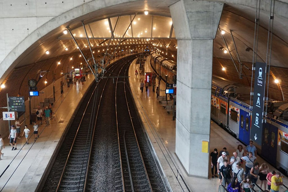 Monaco train station is lit up awaiting train arrival