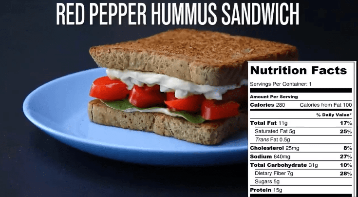 Red Pepper Hummus Sandwich