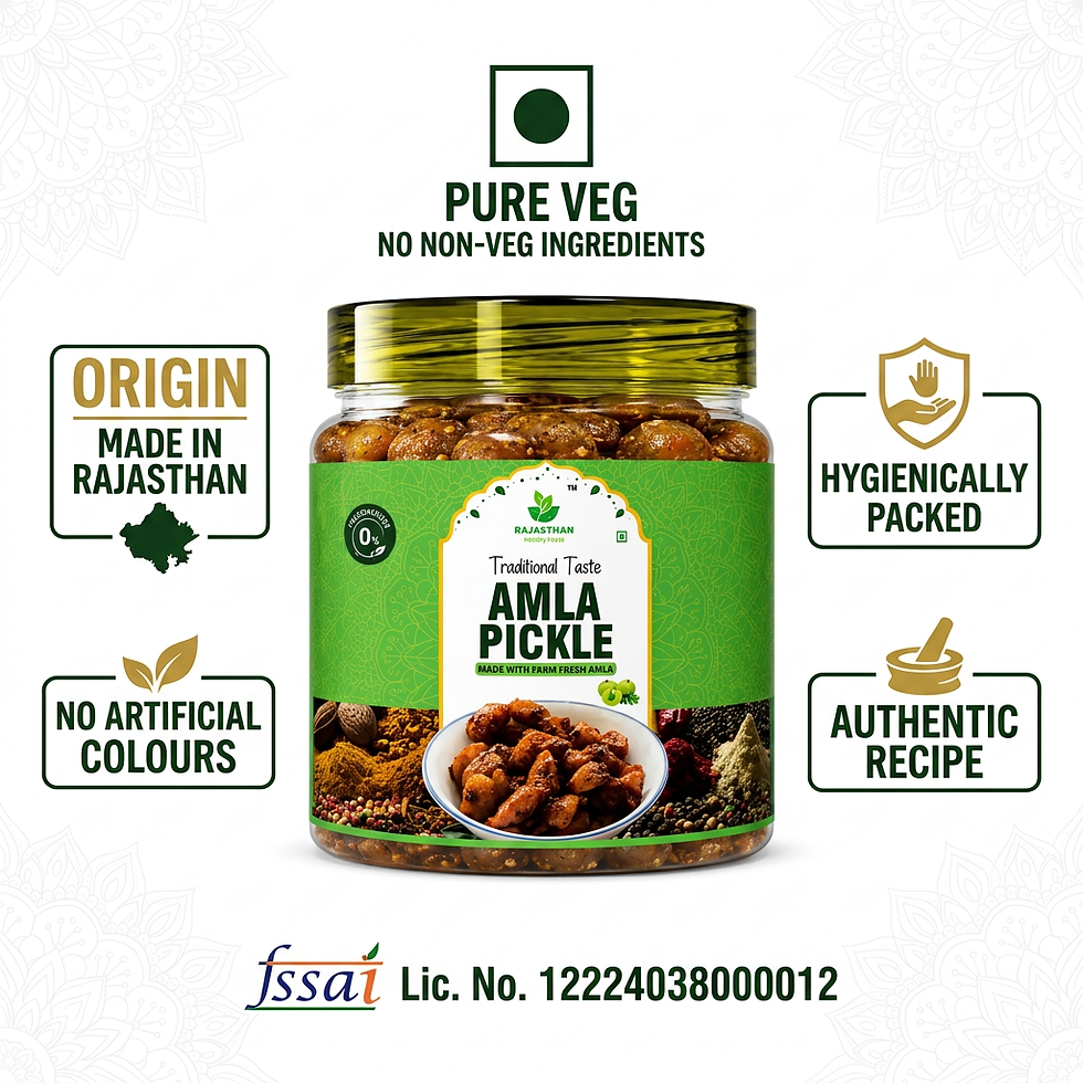 Rajasthan Healthy Foods Amla Pickle — FSSAI licensed, vegetarian, made in Rajasthan