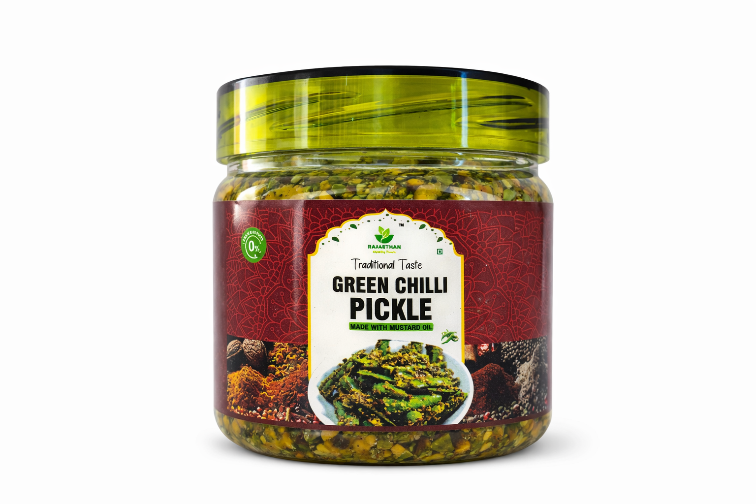Green Chilli Pickle 250g & 500g – Hari Mirch Achaar, Kachi Ghani Oil