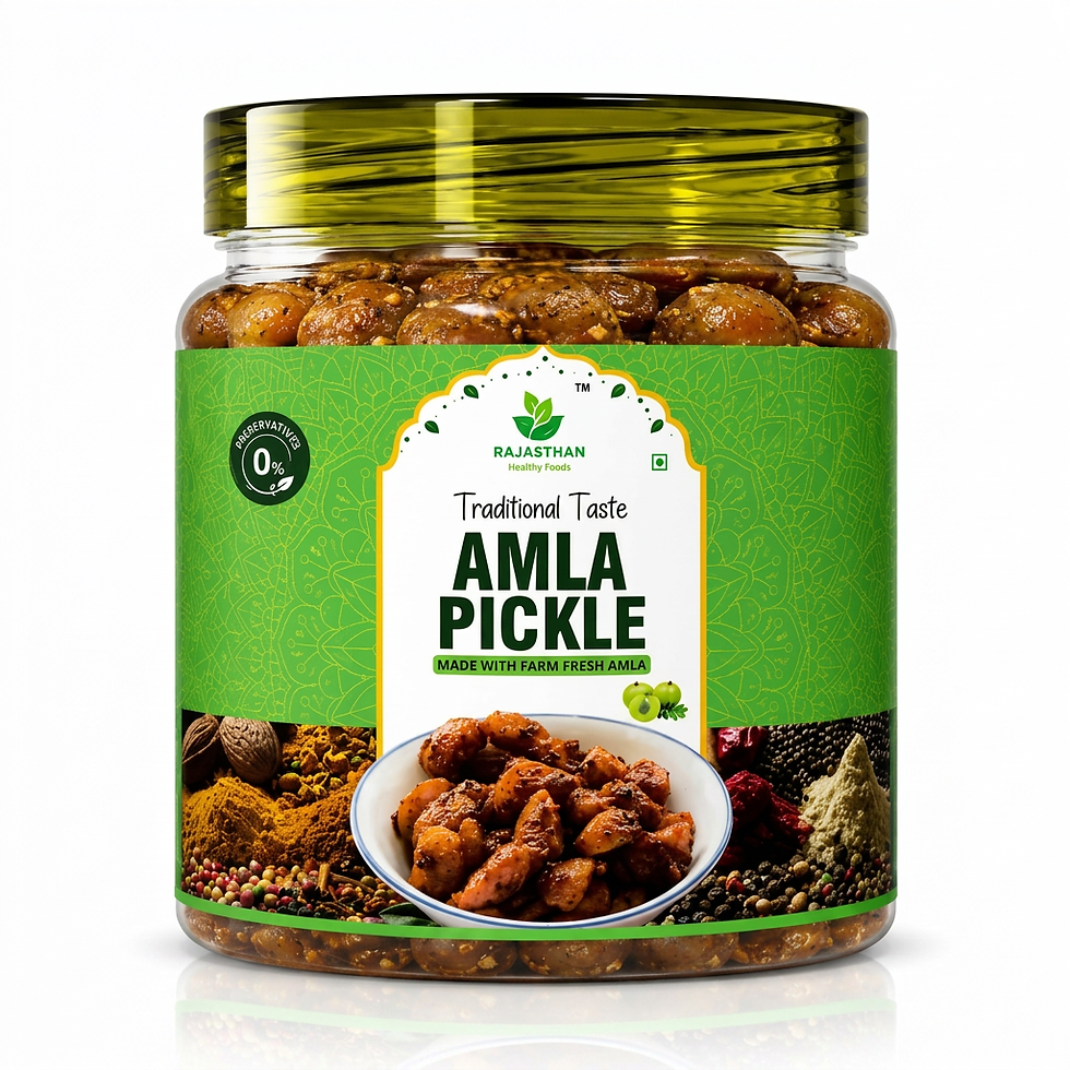 Rajasthan Healthy Foods Amla Pickle jar made with farm fresh amla