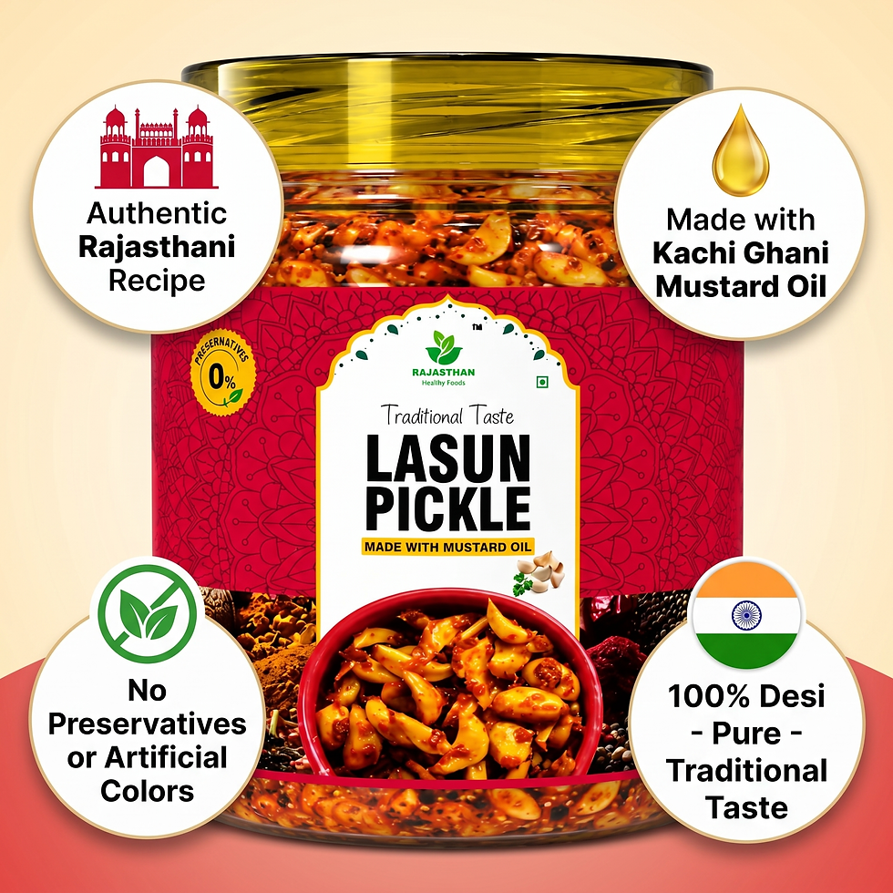 Thumbnail: Garlic Pickle 250g & 500g – Lasun Achaar, Kachi Ghani Mustard Oil