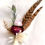 Thumbnail: Scottish bridal bouquet with roses pheasant feather,  blue, red, Ivory blush