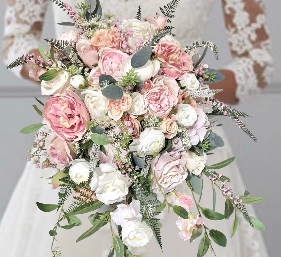 Silk bridal bouquet with pastel roses