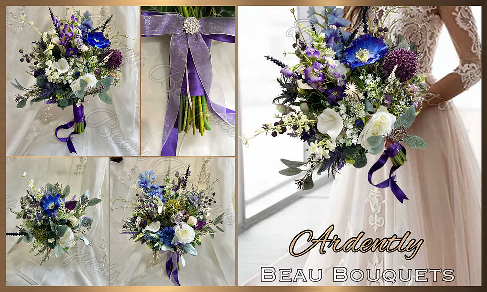 Scottish thistles flowers bridal bouquet
