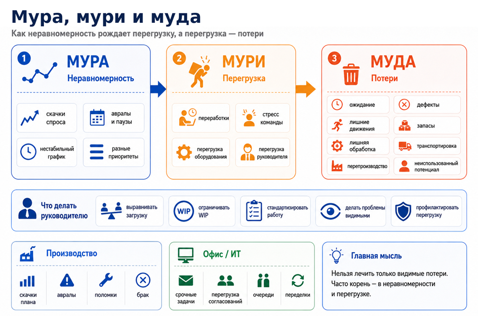 Иллюстрация 7. Связка мура, мури и муда: как рождаются потери.