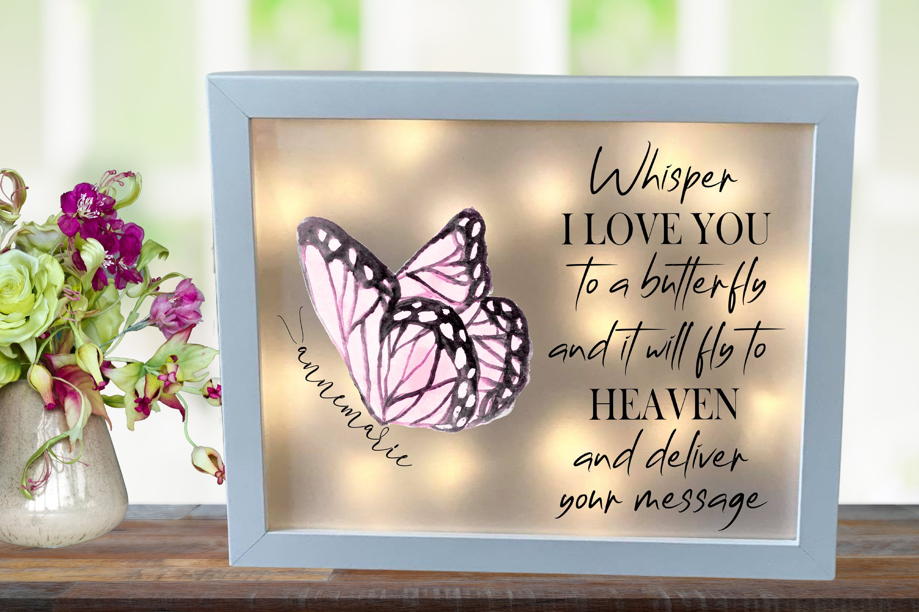 Whisper I Love You To A Butterfly, Sympathy Gift, Shadowbox, Memorial, Bereaveme