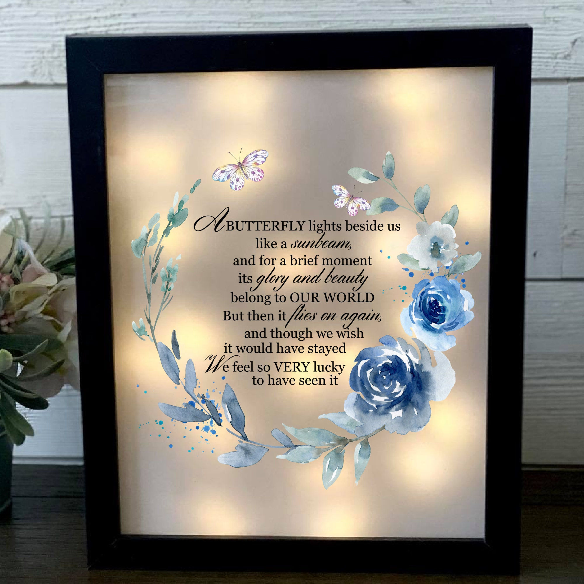 A Butterfly Lights Beside Us, Sympathy Gift, Shadowbox, Memorial Frame, Loss Of 