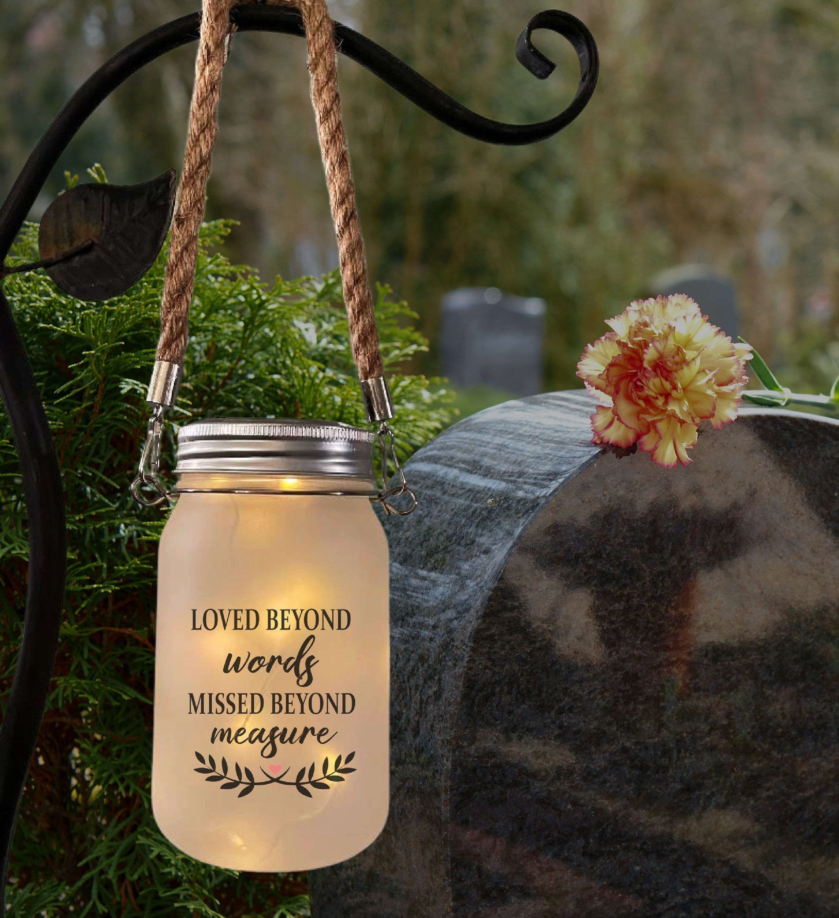 Grave Decoration, Loved Beyond Words, Memorial Garden,Sympathy Gift, Solar Light