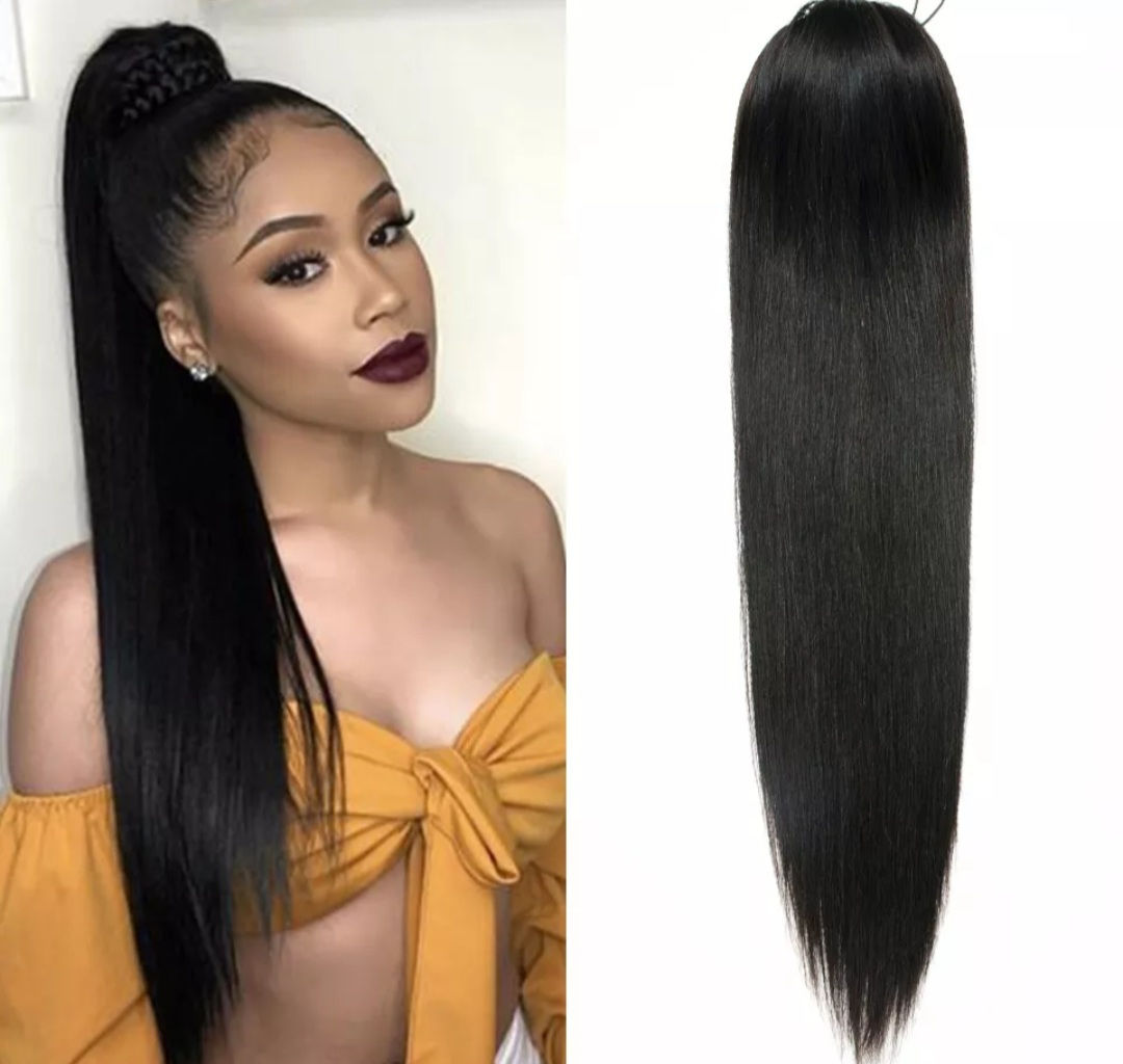 28 inch 100% Kanekalon Futura fiber Straight ponytail