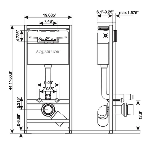 Aqua Fiori Premium Wall Hung Toilet Tank Carrier Projecttoilet