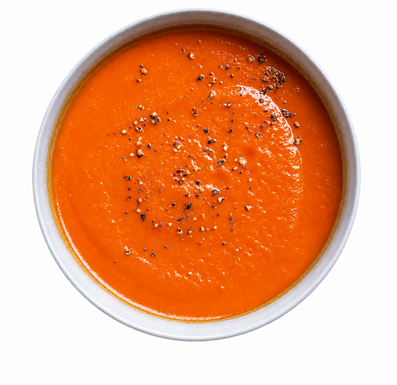 Sopa de tomate y pimiento rojo asado al fuego (caldo de huesos)