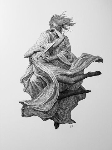 art, drawing, ink, crosshatching